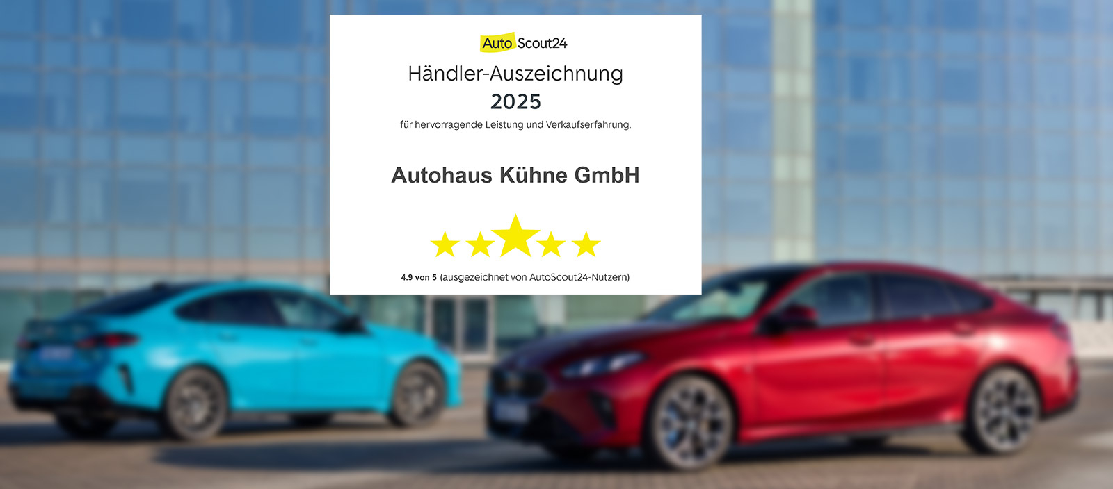 Händler-Auszeichnung für besonders gute Kundenbewertungen von AutoScout24